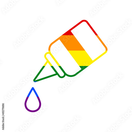 Eye, nasal medical drops sign. Rainbow gay LGBT rights colored Icon at white Background. Illustration.