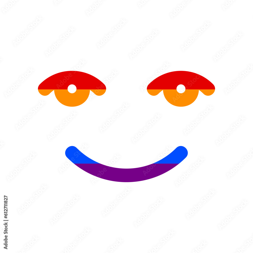 Smile icon. Rainbow gay LGBT rights colored Icon at white Background. Illustration. Smile icon. Rainbow gay LGBT rights colored Icon at white Background. Illustration.