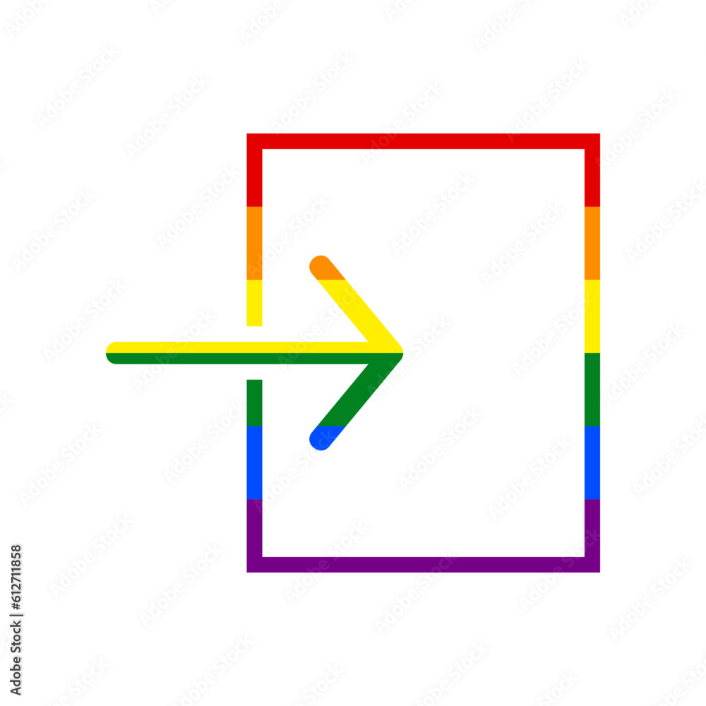 Input sign. Rainbow gay LGBT rights colored Icon at white Background. Illustration. Input sign. Rainbow gay LGBT rights colored Icon at white Background. Illustration.