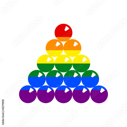 The billiard sign. Rainbow gay LGBT rights colored Icon at white Background. Illustration.