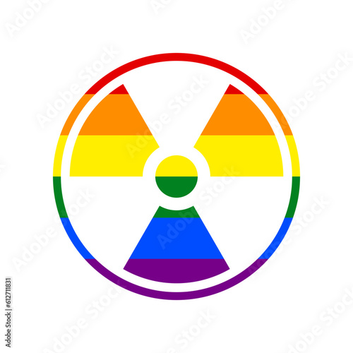 Radiation sign. Rainbow gay LGBT rights colored Icon at white Background. Illustration.