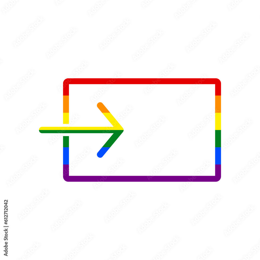 Input sign. Rainbow gay LGBT rights colored Icon at white Background. Illustration. Input sign. Rainbow gay LGBT rights colored Icon at white Background. Illustration.