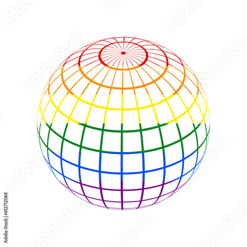 Globus linear sign. Rainbow gay LGBT rights colored Icon at white Background. Illustration.
