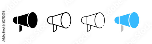 Horn. Different styles, colored, horn icons. Vector icons.