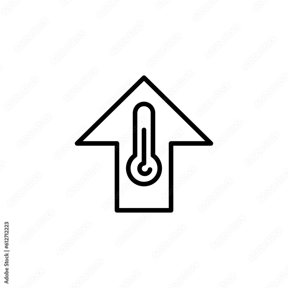 Temperature increase. Line icon, black, temperature. Vector icon. Temperature increase. Line icon, black, temperature. Vector icon.