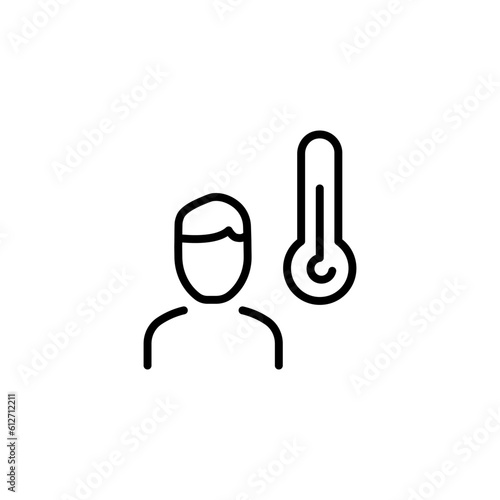 Body temperature. Line icon, black, human temperature. Vector icon.