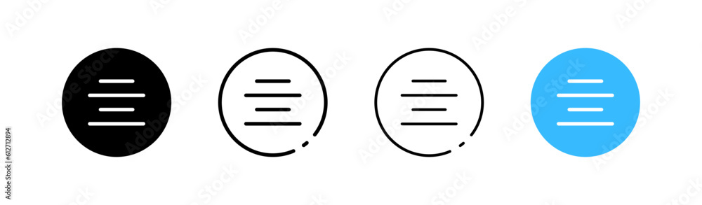 Center alignment. Different styles, color, center alignment icon. Vector icons. Center alignment. Different styles, color, center alignment icon. Vector icons.