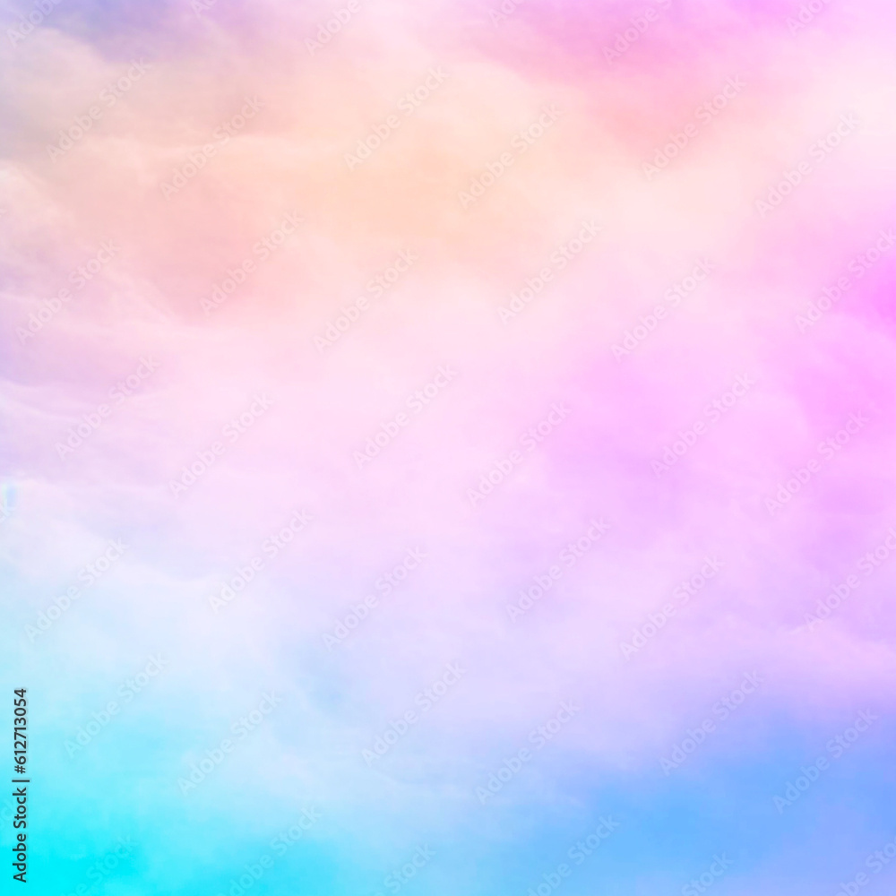 Background formed by a bright pastel authentic sky during sunset. Pink, peach, blue blur elegant backdrop with empty space perfect for design . Light color gradient transitions.