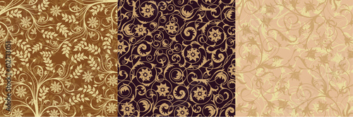 vintage floral flower pattern decoration abstract textile background vector set photo