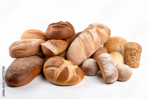 assorted breads on a white background