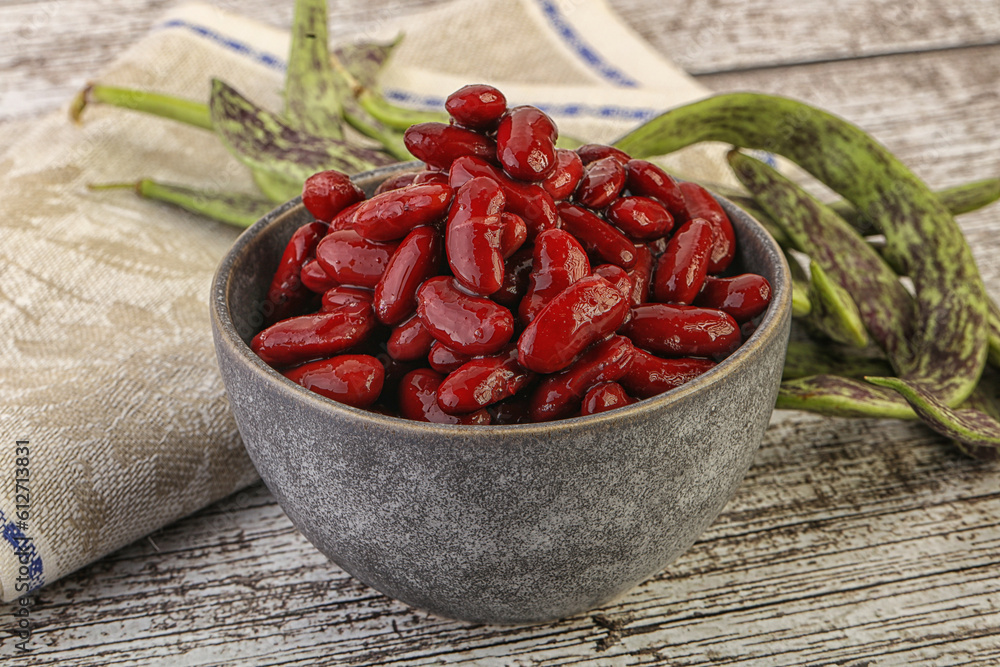 Baked red canned bean in the bowl Baked red canned bean in the bowl