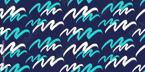 Hand drawn zigzag or curve lines seamless pattern for textile, fabric and wallpapers design. Vector illustration.