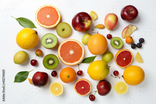 fresh fruit on white background © Julaini