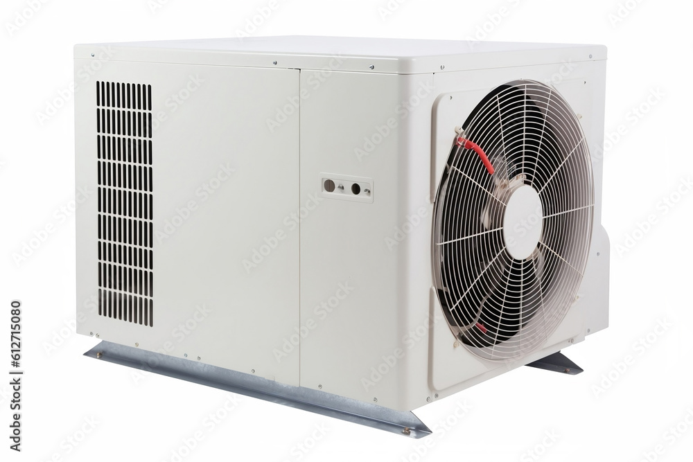 Heat pump unit on white background. Generative AI illustration Heat pump unit on white background. Generative AI illustration
