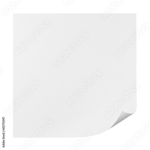 Obraz na płótnie Blank square paper sheet with curled corner, cut out