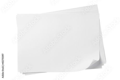 Photo Stack of blank paper sheets, cut out