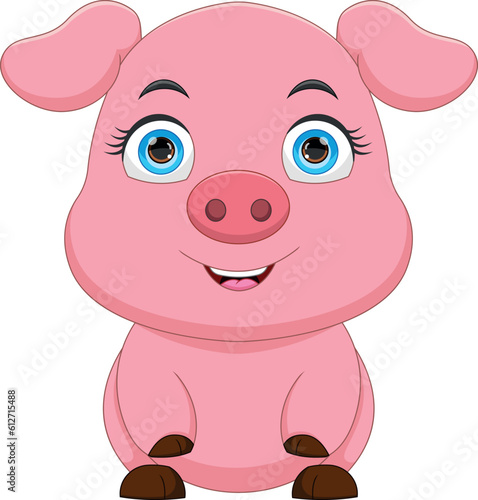 cute pig cartoon on white background