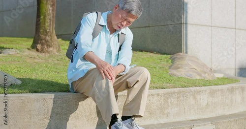 asian elderly unhelathy knees issue photo