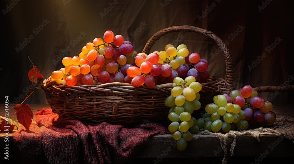 Naklejka premium grapes in basket