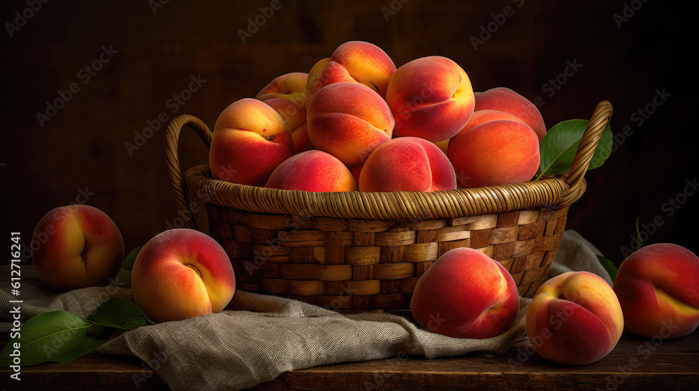 peaches in basket peaches in basket