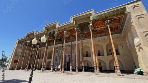 Bolo Hauz Mosque in Bukhara Old City, Uzbekistan photo