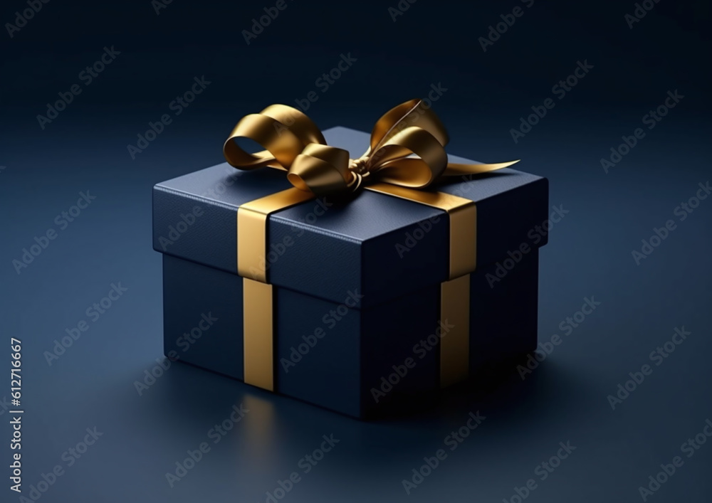 Obraz premium blue gift shopping box on blue generative ai