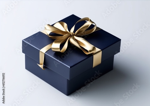 blue gift shopping box on white generative ai