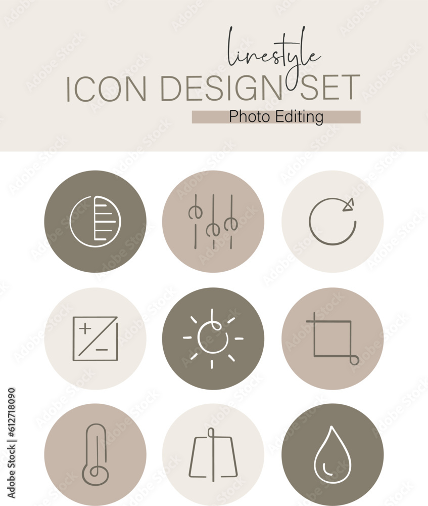 Linestyle Icon Design Set Photo Editing Linestyle Icon Design Set Photo Editing
