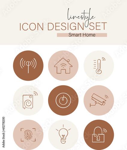 Linestyle Icon Design Set Smart Home