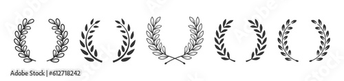 Black laurel wreath frame icon vector illustration in white background