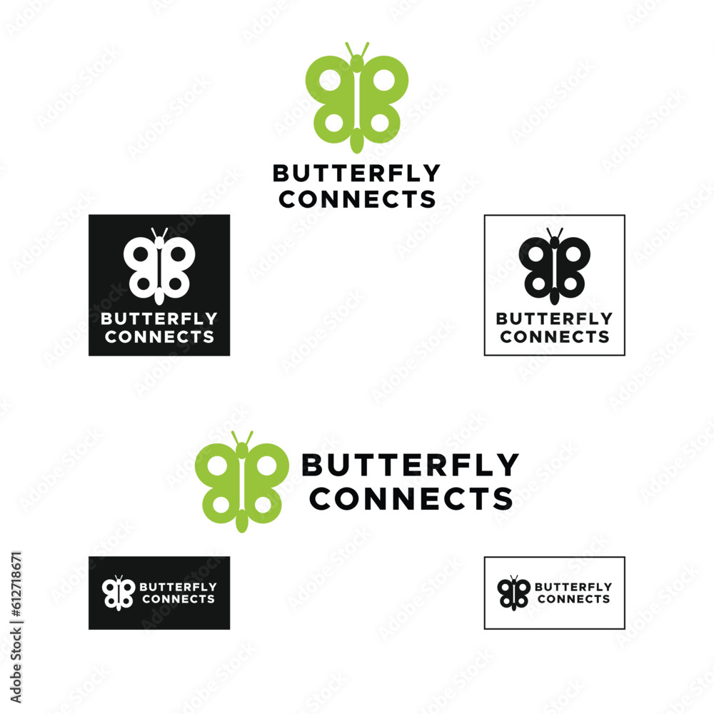 Butterfly connects logo design for your brand identity. Butterfly