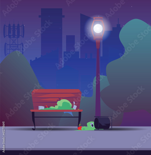 Hooliganism and vandalism, antisocial destructive behavior, vector illustration.