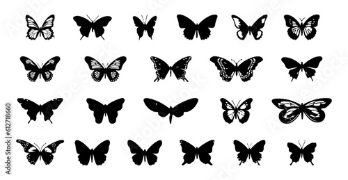 abstract butterfly silhouette illustration set