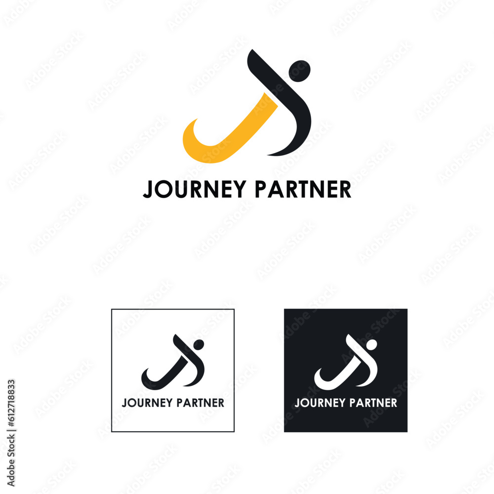 Journey Partner unique and modern logo design for travelling business identity. Journey Partner unique and modern logo design for travelling business identity.