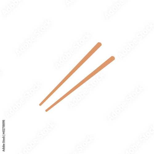 Pair of wooden chopsticks for Asian cuisine flat style