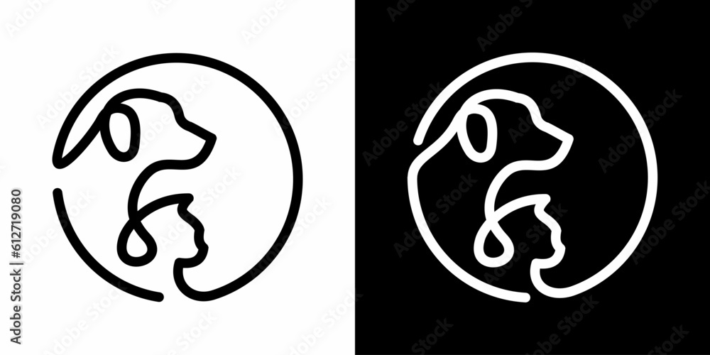 circle cat dog line art outline icon symbol vector logo illustration circle cat dog line art outline icon symbol vector logo illustration