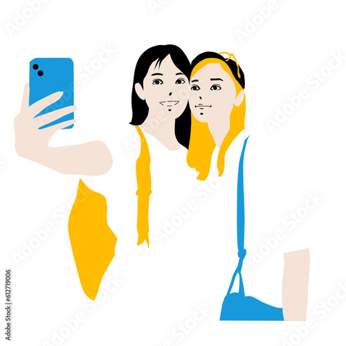女性の二人旅　自撮り