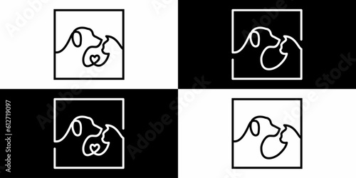 square cat dog line art outline icon symbols vector logo illustration