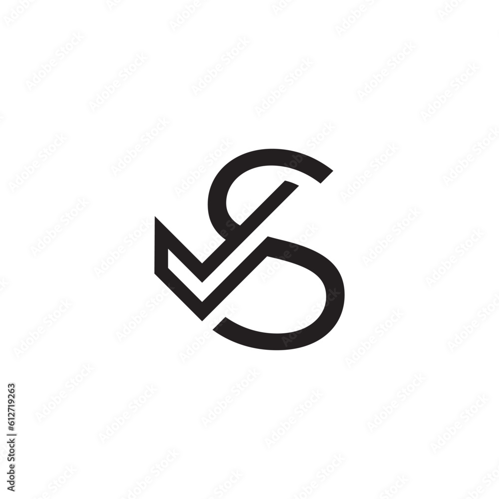 initial letter S check logo outline initial letter S check logo outline
