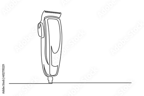 Continuous one line hair clipper. Vintage hair clipper isolated on a white background. Barbershop concept. Vector illustration