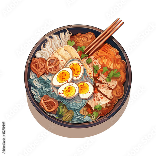 ramen noodle in a bowl isolated on white illustration design vector. Japanese Food illustration.