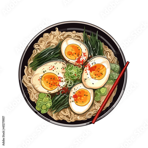 ramen noodle in a bowl isolated on white illustration design vector. Japanese Food illustration.