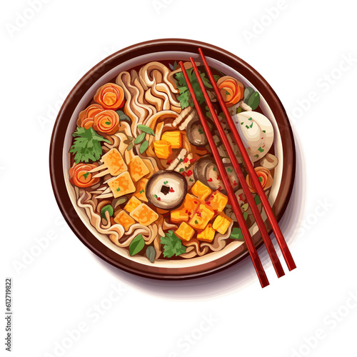 ramen noodle in a bowl isolated on white illustration design vector. Japanese Food illustration.