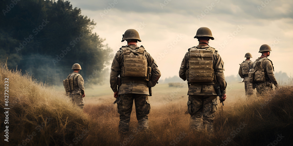 Soldiers in the middle of the battlefield, soldiers on the battlefield in world war ii. generative AI Soldiers in the middle of the battlefield, soldiers on the battlefield in world war ii. generative AI