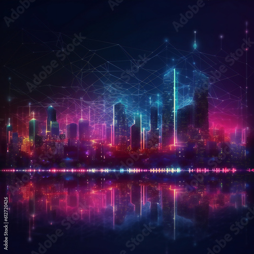 City background with skyscrapers. 3D illustration digital art design, generative AI