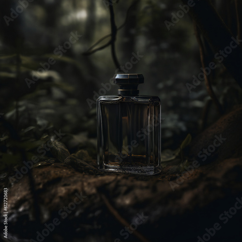 A bottle of perfume. 3D illustration digital art design, generative AI