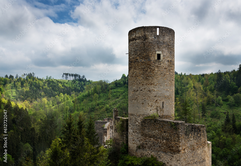 Remains of great hall and keep of the impressive Castle Kollmitz, Waldviertel