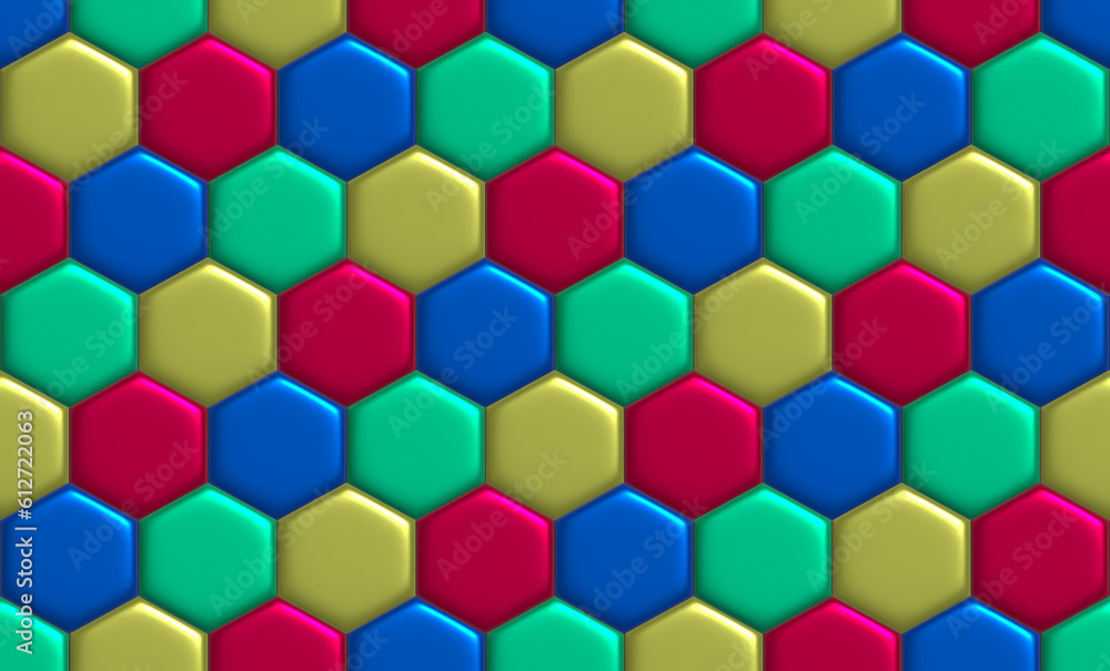 abstract hexagonal geometric background Colorful metallic texture, 3D illustration. abstract hexagonal geometric background Colorful metallic texture, 3D illustration.