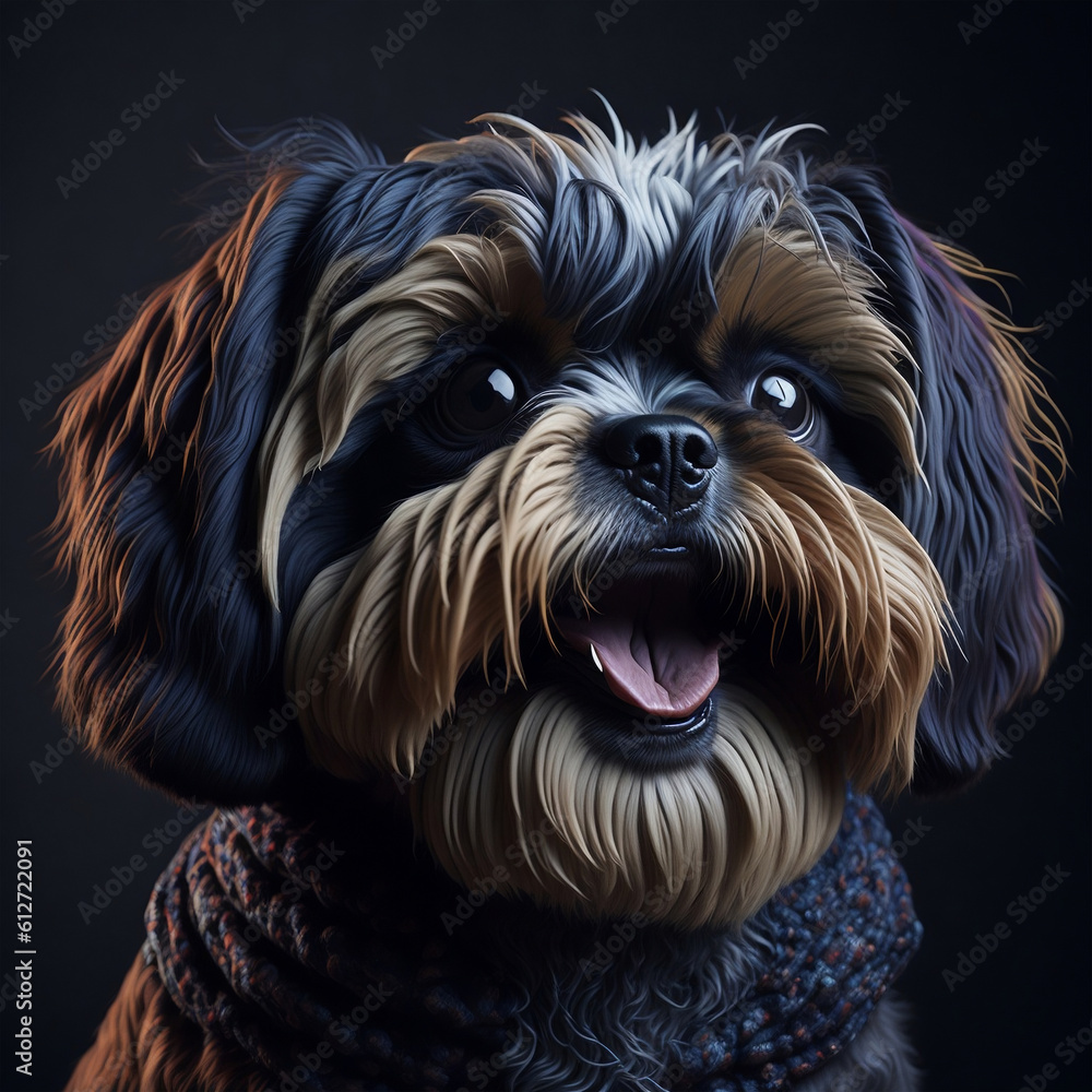 Very cute dog portrait colorful art illustration. the image is created by AI Generate