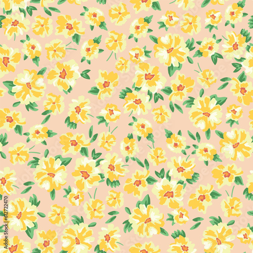 Abstract cute flowers pattern, little floral seamless design